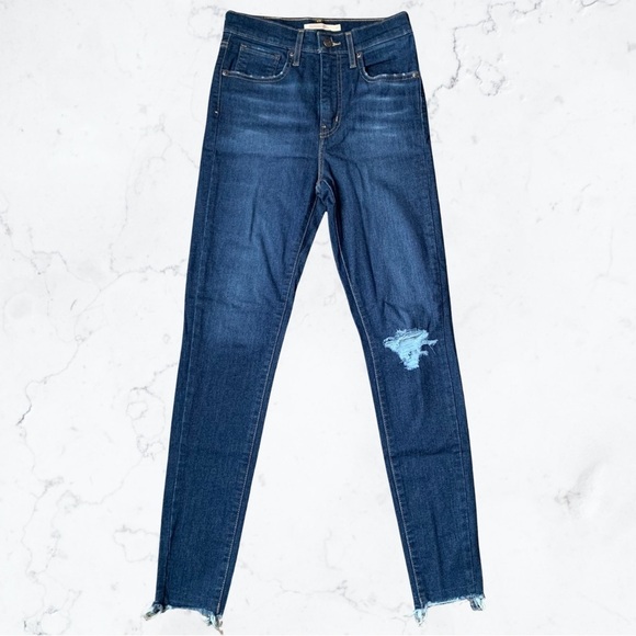 Levi’s Mile High Super Skinny dark wash raw hem 27 - Picture 6 of 7